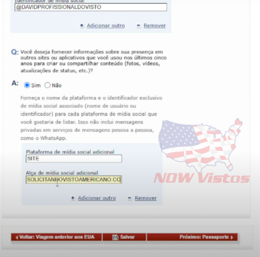 Imagem Artigo 02 abril 2025 início do DS///DS-160 formulário Visto Americano passo a passo mídias sociais 5